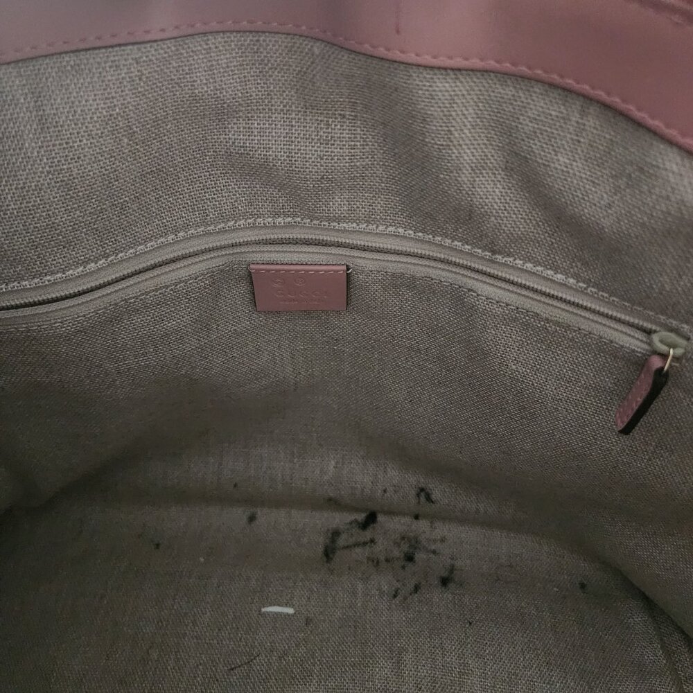 GUCCI - AUTHENTIC PINK LEATHER MICRO GUCCISIMA TOTE - Picture 8 of 12